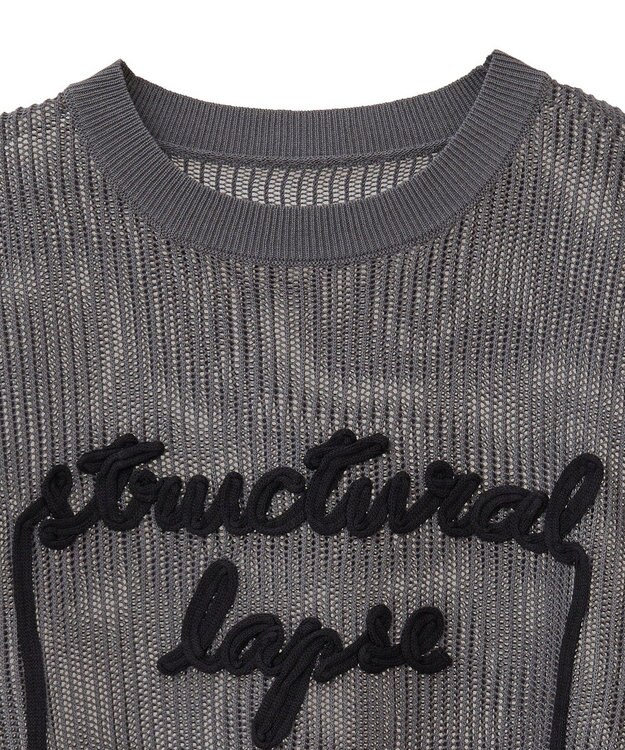 Green Parks テープロゴ透かしニットプルオーバーⅡ Charcoal Gray