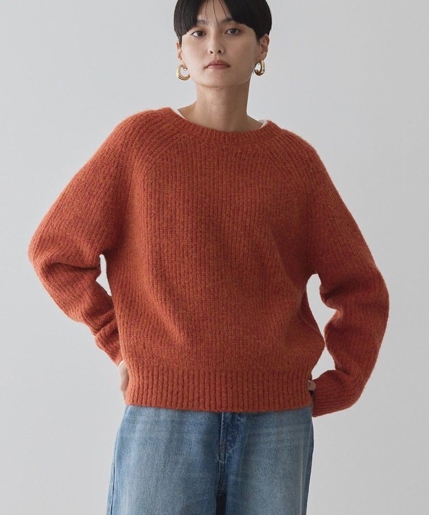 AMERICAN HOLIC Ｍｉｘヤーンラグランニットプルオーバー Orange