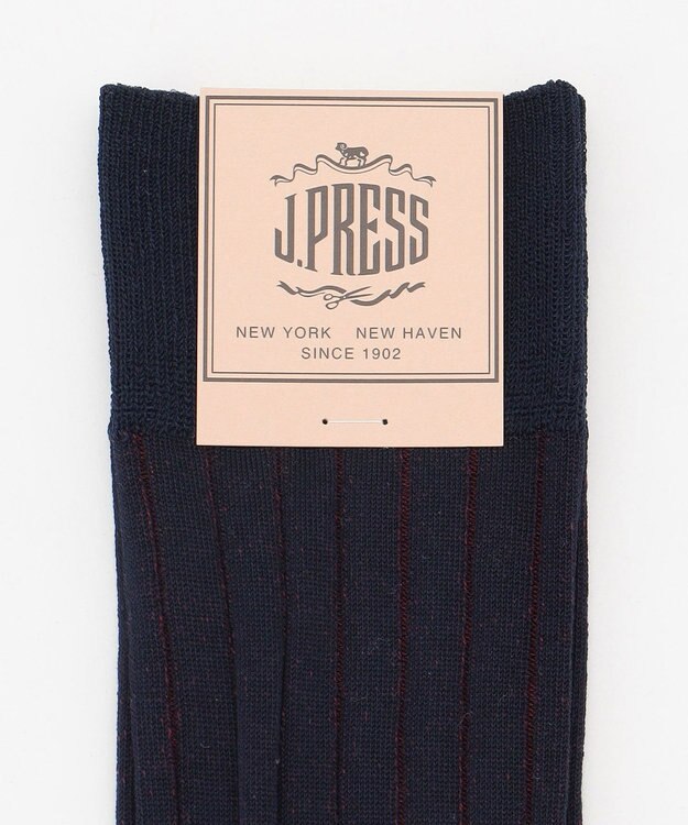 J.PRESS MEN 【定番】ハイゲージワイドストライプ リブソックス ネイビー系