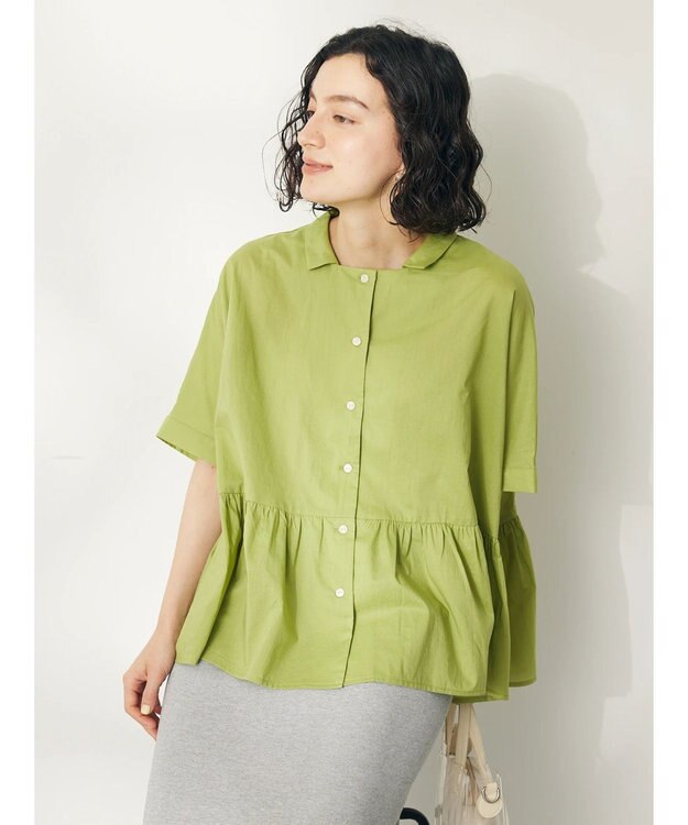 CRAFT STANDARD BOUTIQUE ペプラムブラウス Lime Green