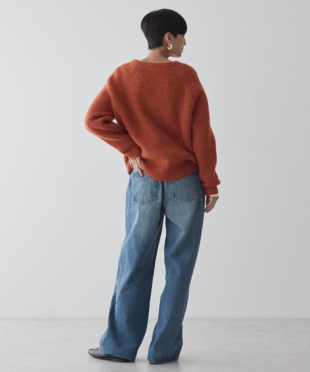 AMERICAN HOLIC Ｍｉｘヤーンラグランニットプルオーバー Orange