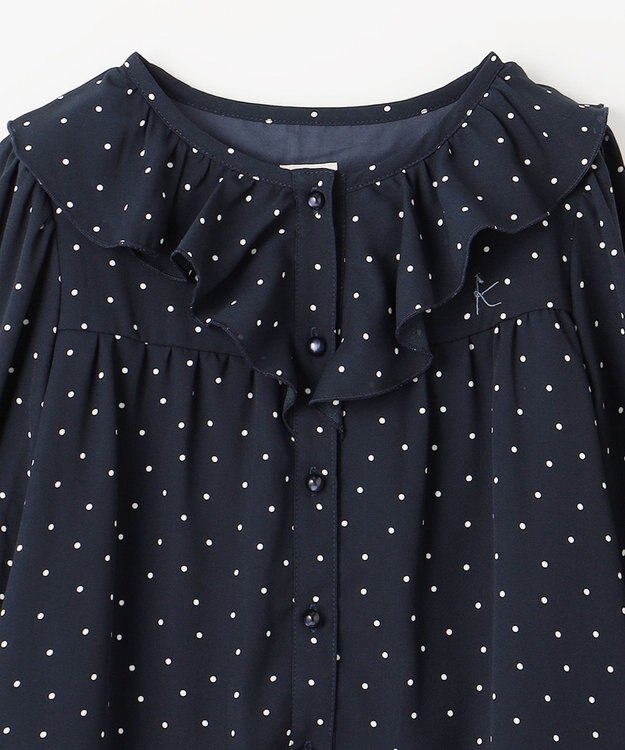 組曲 KIDS 【150-160cm】ラッフルドット ブラウス ネイビー系5