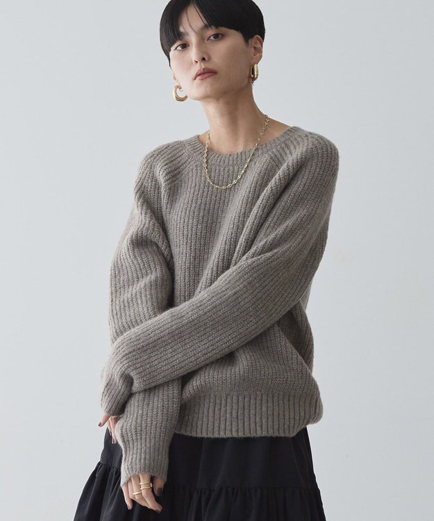 AMERICAN HOLIC Ｍｉｘヤーンラグランニットプルオーバー Mocha