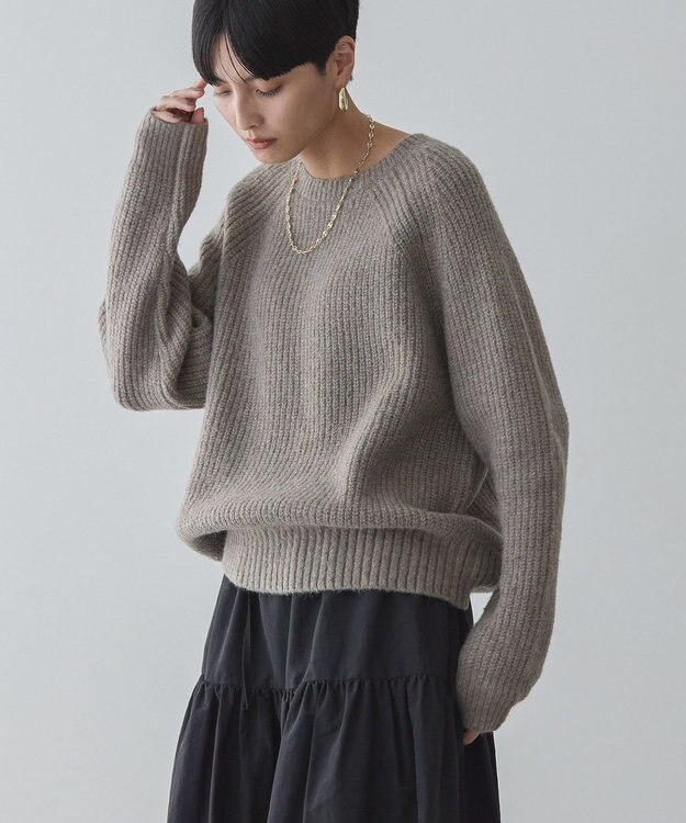 AMERICAN HOLIC Ｍｉｘヤーンラグランニットプルオーバー Mocha