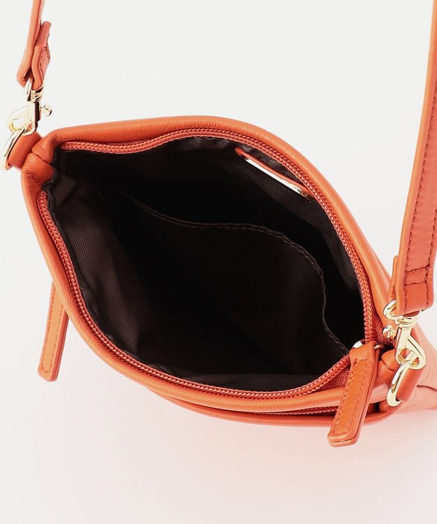 LA BAGAGERIE シープレザー　スクエアポシェット オレンジ