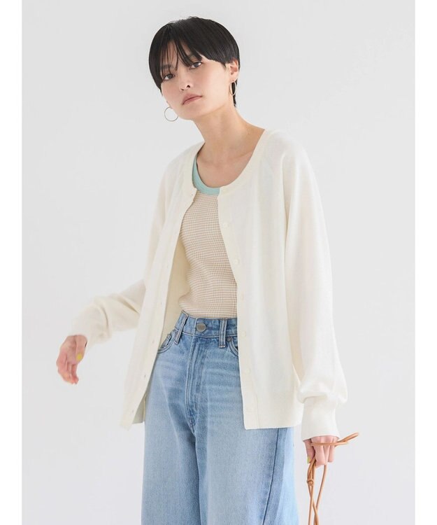 AMERICAN HOLIC ＵＶカットクルーネックニットカーディガン Off White