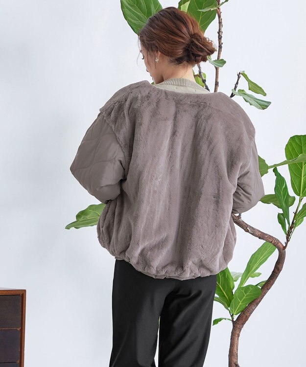 Tiaclasse 【リバーシブル】キルティングエコファー2WAYブルゾン モカ