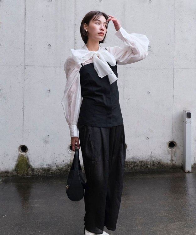 Green Parks AnriettMusee シアーボウタイブラウス Off White