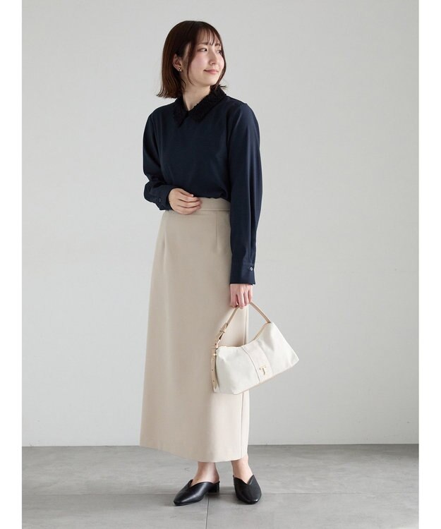 Te chichi レースカラーブラウス ネイビー