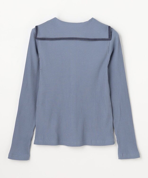 組曲 KIDS 【150-160㎝】セーラーカラー リブトップス サックスブルー