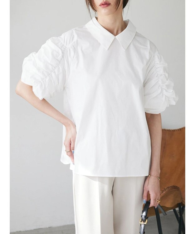 Green Parks AnriettMusee ギャザースリーブブラウス Off White