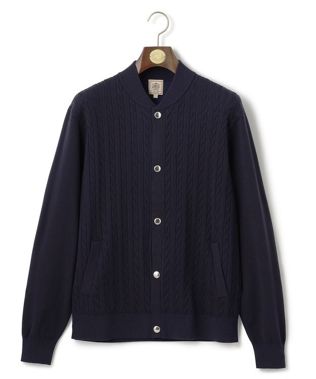 J.PRESS MEN 【ストレッチ性 / イージーケア】【FLEX YARN】ケーブルニットブルゾン型カーディガン ネイビー系