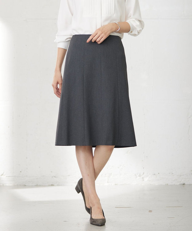 J.PRESS LADIES S T/Rアルガンシルク フレア スカート グレー系