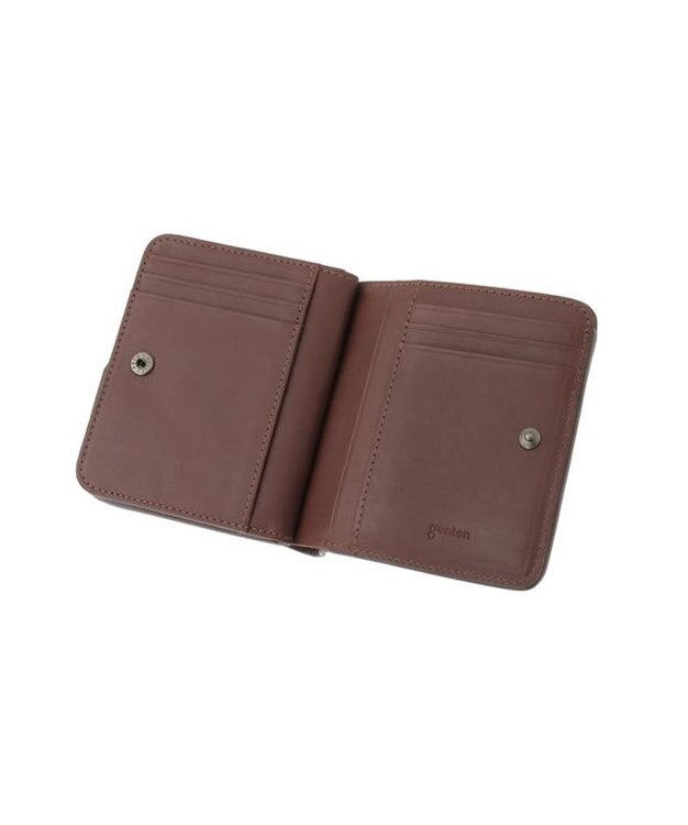 genten マルチカットワークミニ　二つ折り財布 ダークブラウン