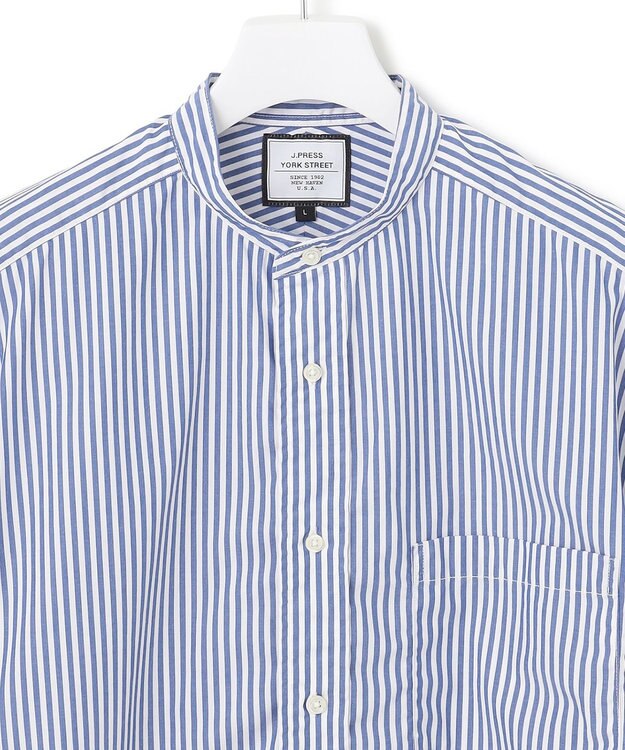 J.PRESS YORK STREET 【UNISEX】タイプライターストライプ バンドカラーシャツ ブルー系1