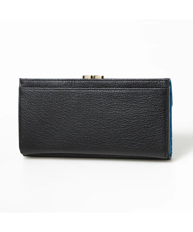 UNBILLION perche カラーコンビレザーかぶせ外がま口長財布 ブラック