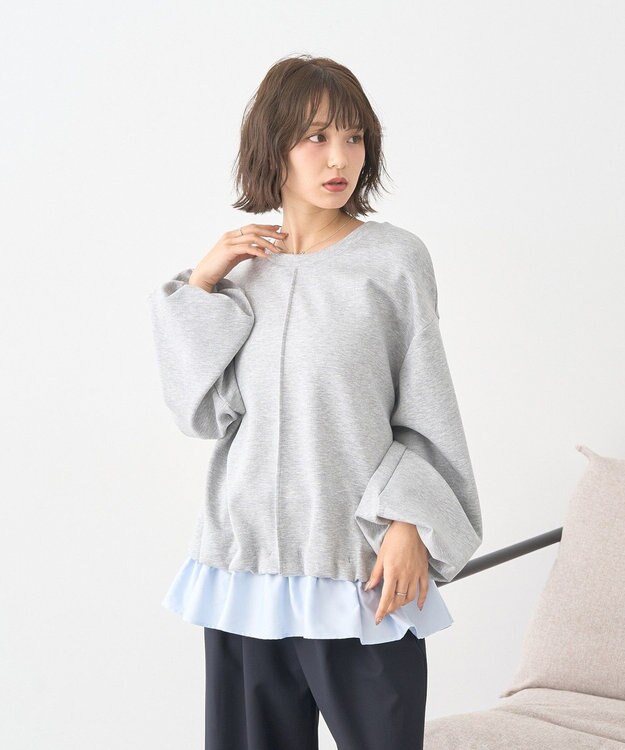 earth music&ecology フリルヘムドッキングプルオーバー Light Gray