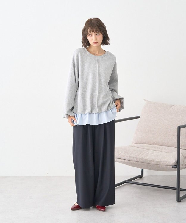 earth music&ecology フリルヘムドッキングプルオーバー Light Gray