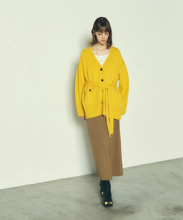 GRACE CONTINENTAL メリノウールニットカーディガン イエロー