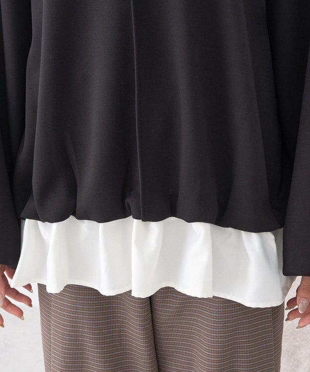 earth music&ecology フリルヘムドッキングプルオーバー Black