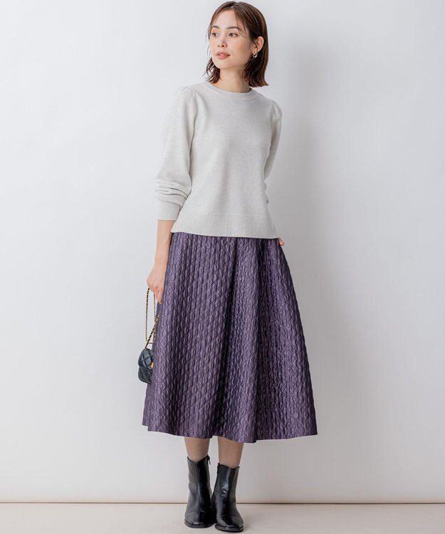 組曲 【8色展開・前後着用可】ウールカシミヤミックス パフスリーブ ニット 【WEB限定】シルバーグレー系9