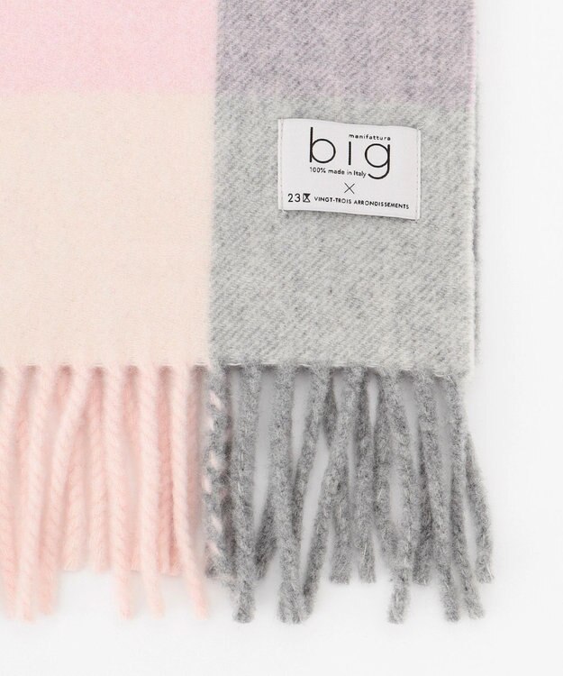 23区 【CLASSY.1月号掲載】manifattura big ウール マフラー グレー×ピンクチェック