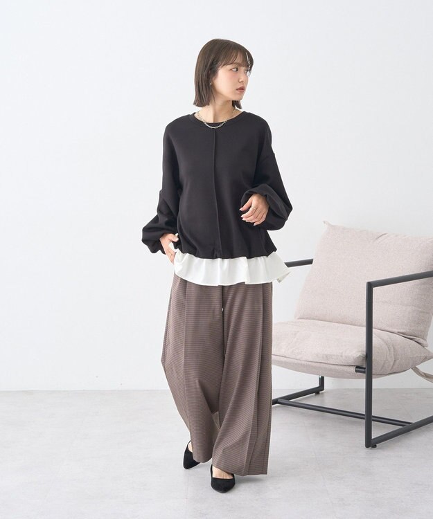 earth music&ecology フリルヘムドッキングプルオーバー Black