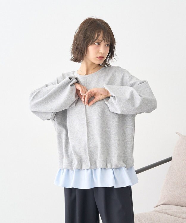 earth music&ecology フリルヘムドッキングプルオーバー Light Gray