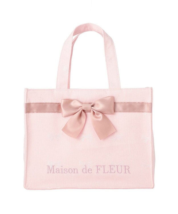 Maison de FLEUR リボンジャカードスクエアトートバッグ Pink