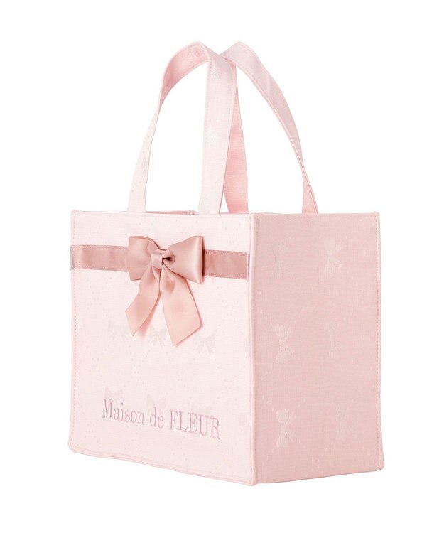 Maison de FLEUR リボンジャカードスクエアトートバッグ Pink