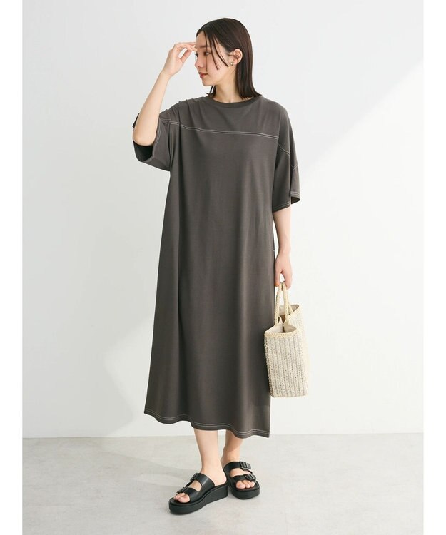 Green Parks ・ＳＵＧＡＲ　ＳＰＯＯＮ【ＣＯＯＬ】ステッチＴＥＥワンピ Charcoal Gray