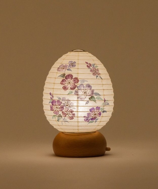 ちょうちん堂 【あかり道】〈手書絵付〉サクラスミレ ちょうちん ライト ホワイト