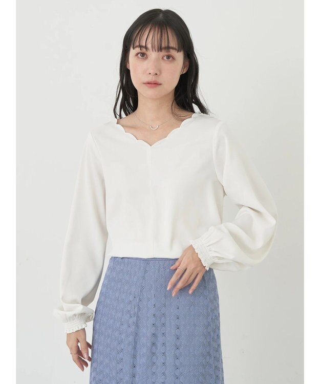 earth music&ecology スカラップブラウス Off White