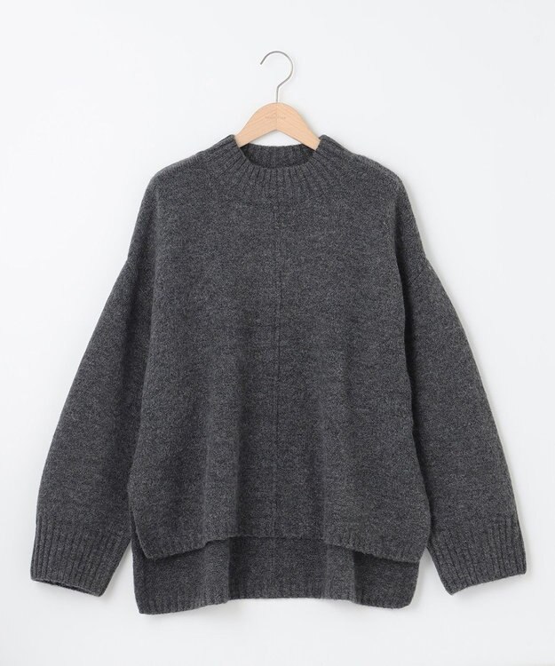 SHARE PARK LADIES スフレヤーンモックネックニット ライトグレー系