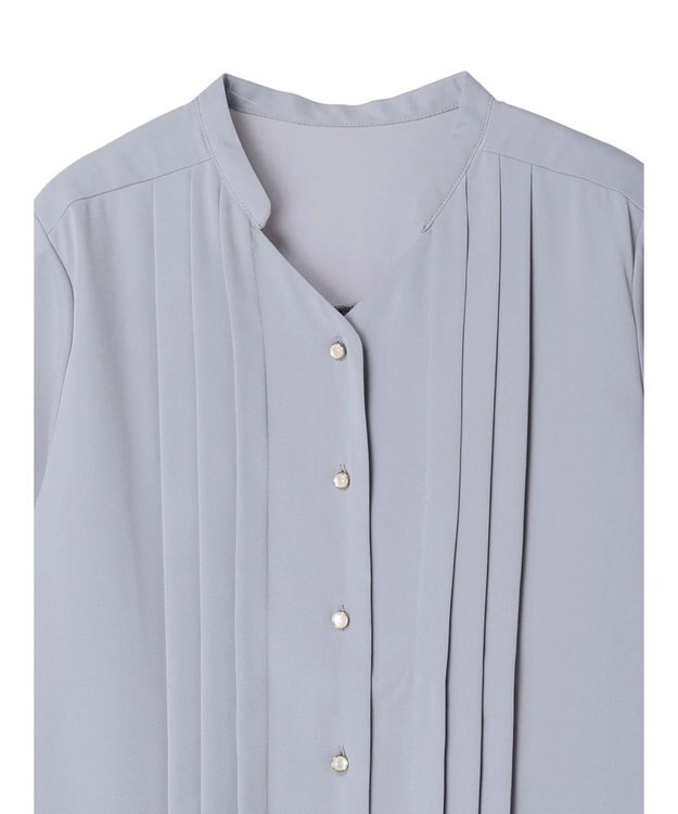 earth music&ecology タックブラウス Grayish Blue