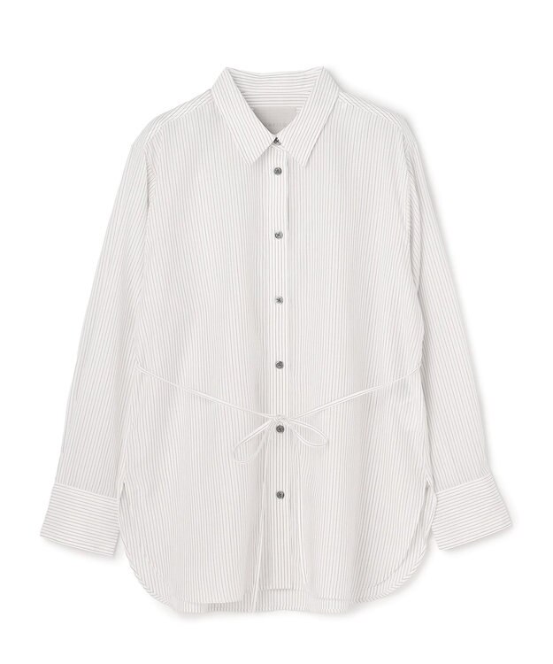 UNFILO レギュラーカラー ポプリンシャツ ピンストライプ(オフ×ブラック)