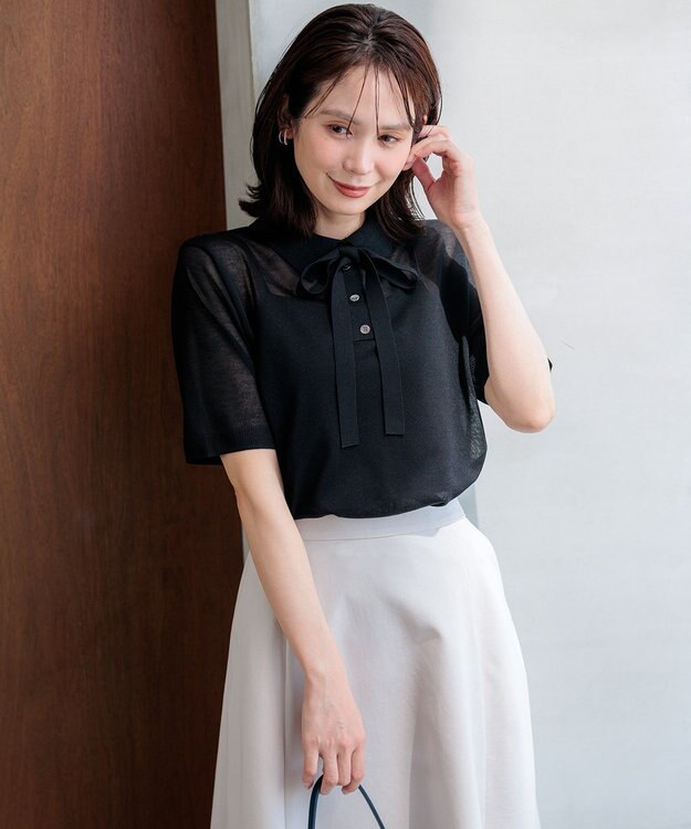 組曲 S 【先行予約】シアーポロ ニット ブラック系