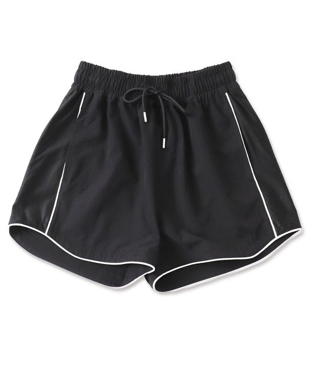 WEGO 【ウエストゴム】パイピングラインショートパンツ ブラック