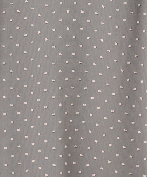 #Newans シアーパフスリーブブラウス グレー×ピンクドット