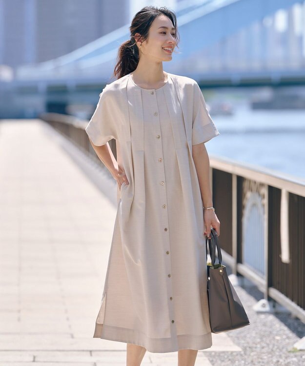 J.PRESS LADIES L 【洗える・接触冷感】ライトタンブラー ワンピース ベージュ系