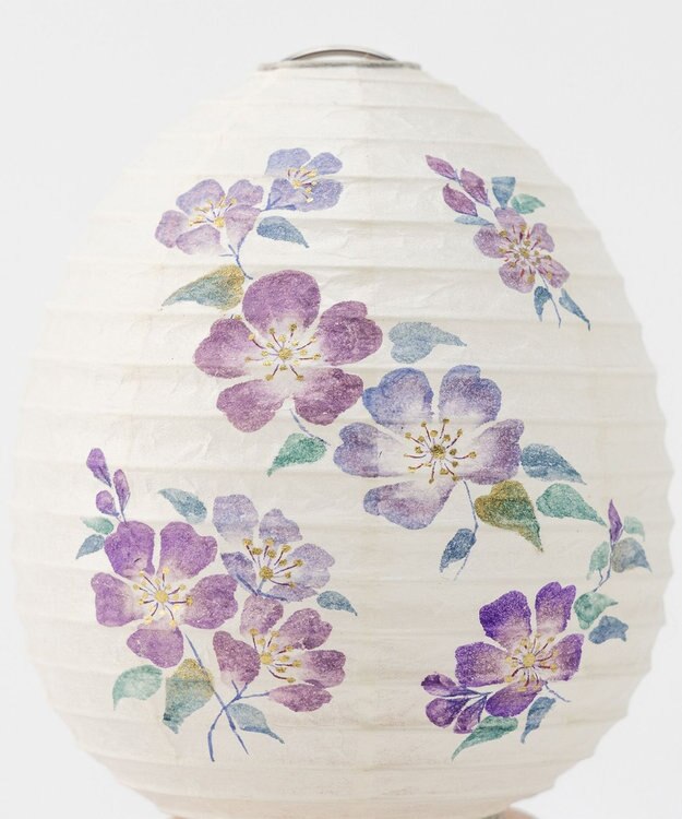 ちょうちん堂 【あかり道】〈手書絵付〉サクラスミレ ちょうちん ライト ホワイト