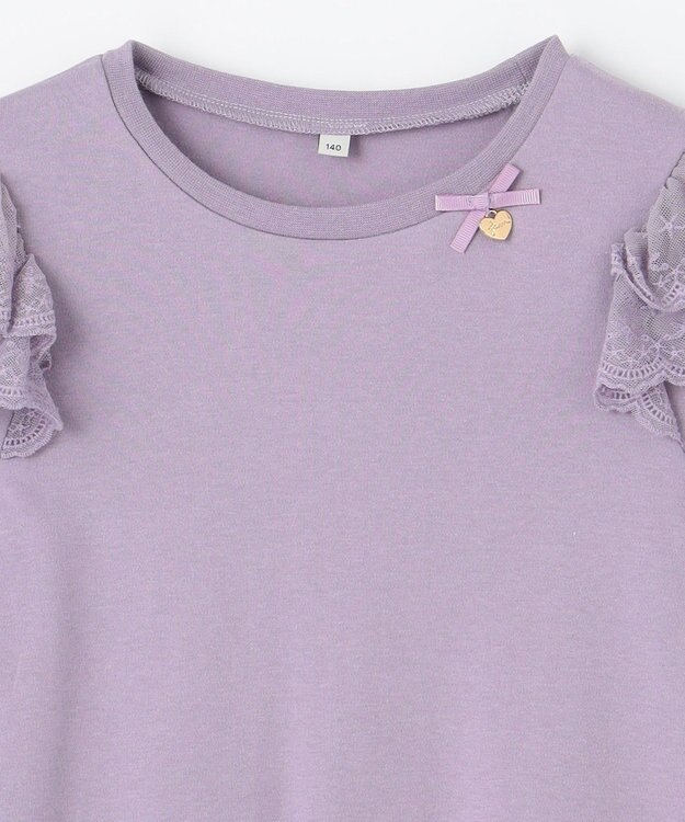 ANY KIDS 袖 レース ガーリー Ｔシャツ ラベンダー