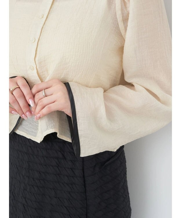 earth music&ecology シアーパイピングシャツ Ivory