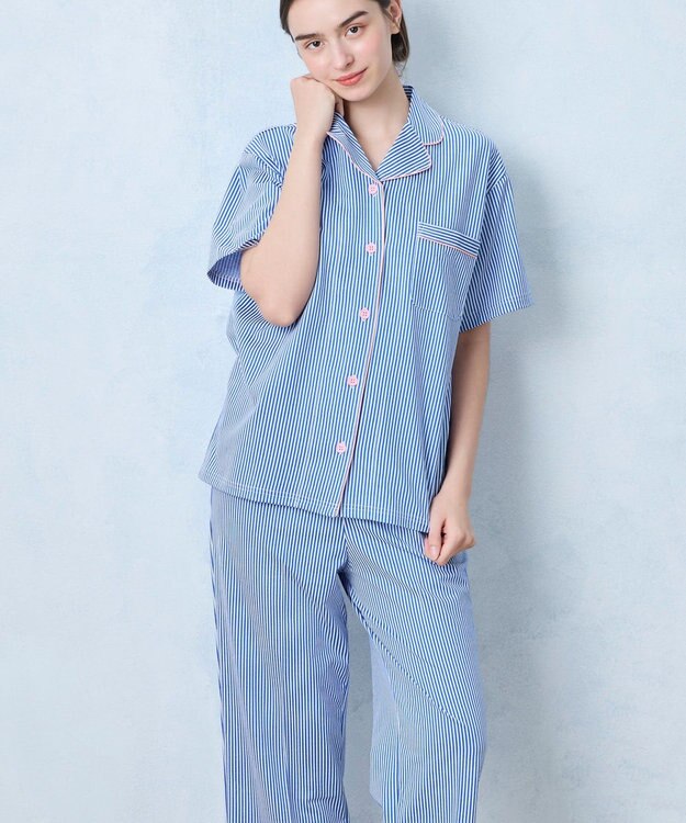 une nana cool 【綿混】ロンドンストライプ半袖パジャマ MADE WITH LIBERTY FABRIC BU