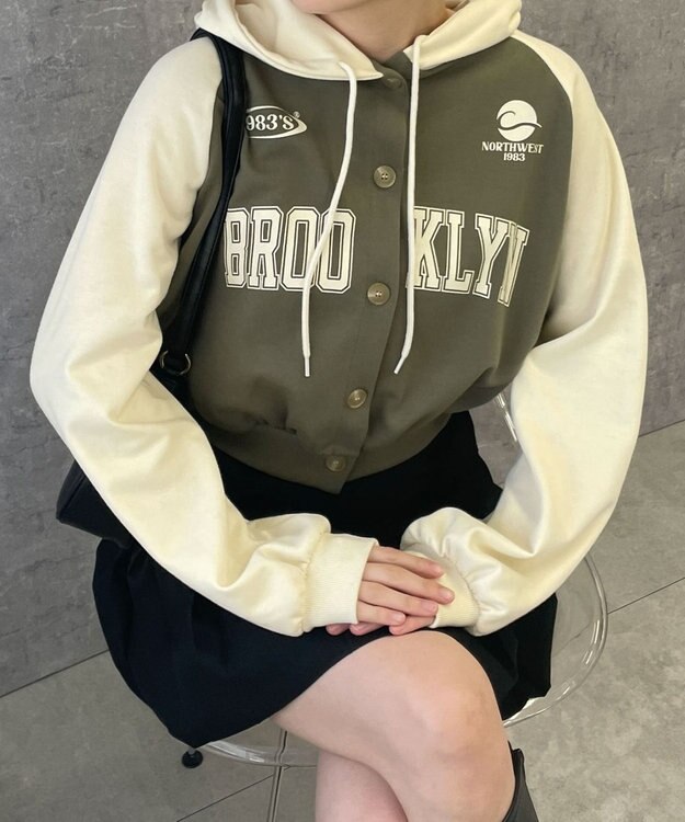 WEGO カレッジカットパーカー カーキ