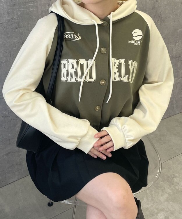 WEGO カレッジカットパーカー カーキ