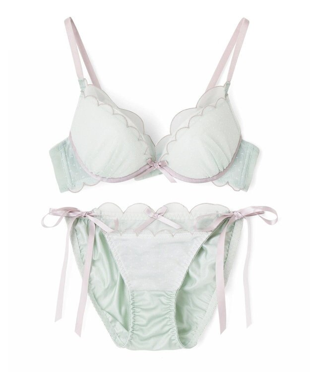 San-ai Resort（三愛水着楽園） シアードットチュール　ブラジャー＆ショーツセット【northerly】 グリーン