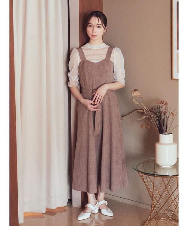 earth music&ecology ベルト付きパネルラインワンピース Brown