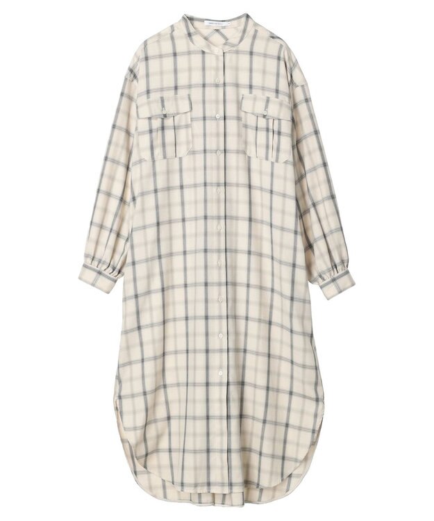 AMERICAN HOLIC イージーケアＷポケットシャツワンピース Check Ivory