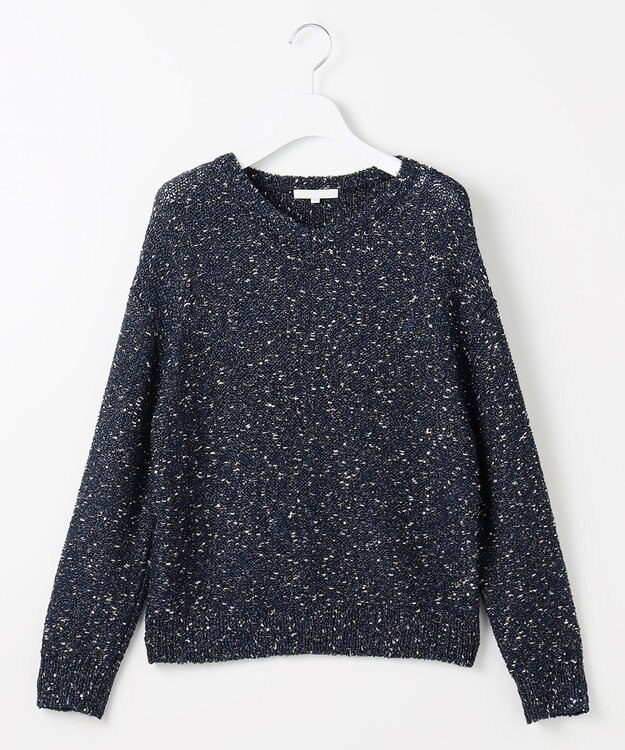 自由区 L ラメノットスパングル ニット ネイビー